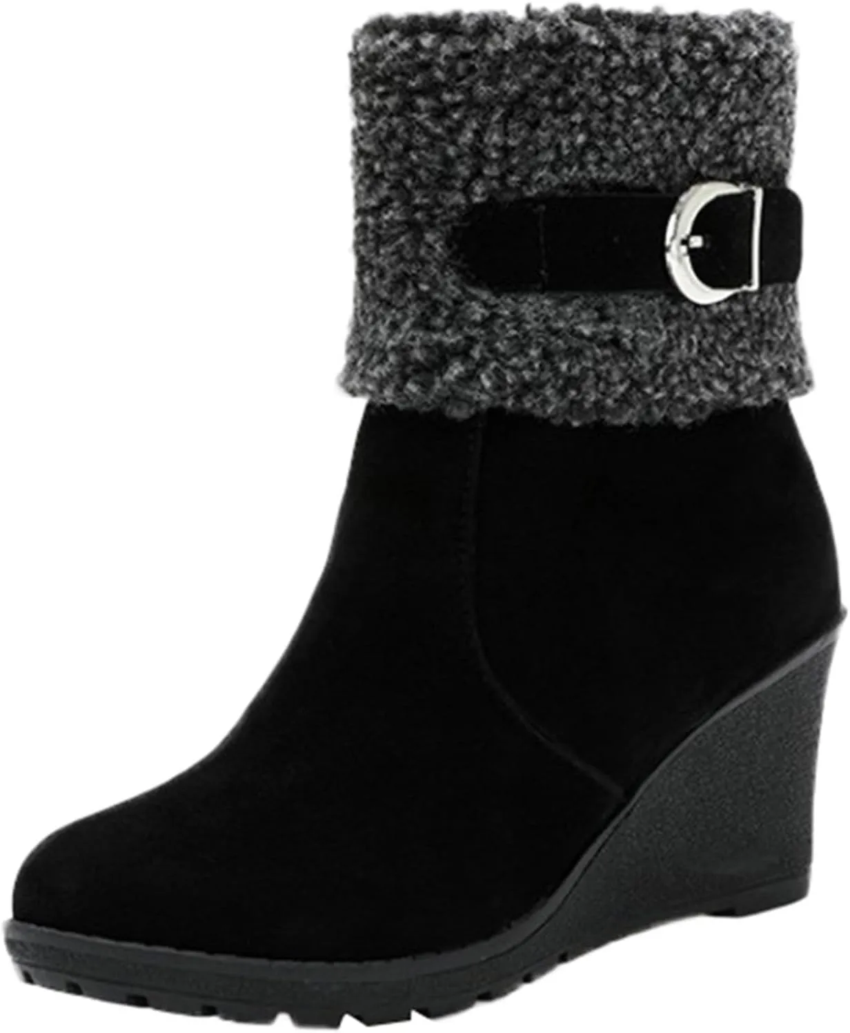 Deal Days Boots for Women Slip On Winter Warm Mid Calf Boots Snow Boots Ladies Casual Fashion Booties Ankle Boots Shoes