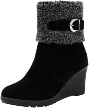 Deal Days Boots for Women Slip On Winter Warm Mid Calf Boots Snow Boots Ladies Casual Fashion Booties Ankle Boots Shoes