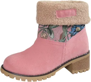 Deal Days Boots for Women Slip On Winter Warm Mid Calf Boots Snow Boots Ladies Casual Fashion Booties Ankle Boots Shoes