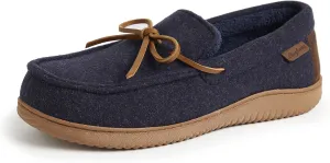 Dearfoams Men's Woodstock Energy Return Comfort Indoor/Outdoor Memory Foam Moccasin with Tie Slipper