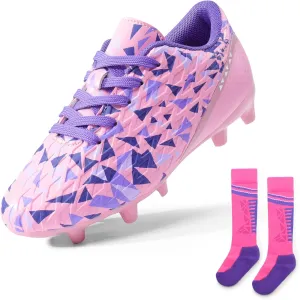 DREAM PAIRS Boys Girls Soccer Cleats Youth Firm Groud Athletic Outdoor Trainning Football Shoes for Little/Big Kid