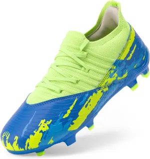 DREAM PAIRS Girls Boys Soccer Cleats Youth Firm Groud Outdoor Sports Athletic Mid-top Football Shoes for Little/Big Kid