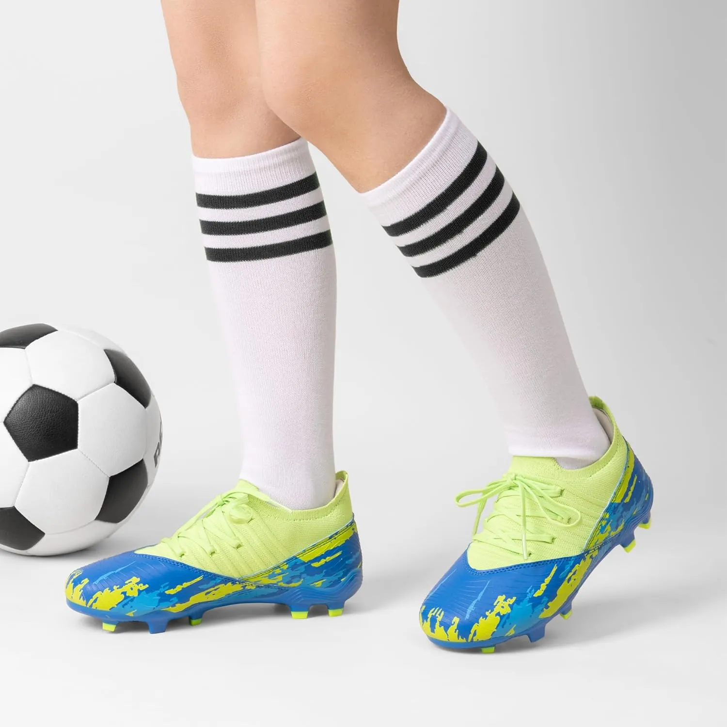 DREAM PAIRS Girls Boys Soccer Cleats Youth Firm Groud Outdoor Sports Athletic Mid-top Football Shoes for Little/Big Kid