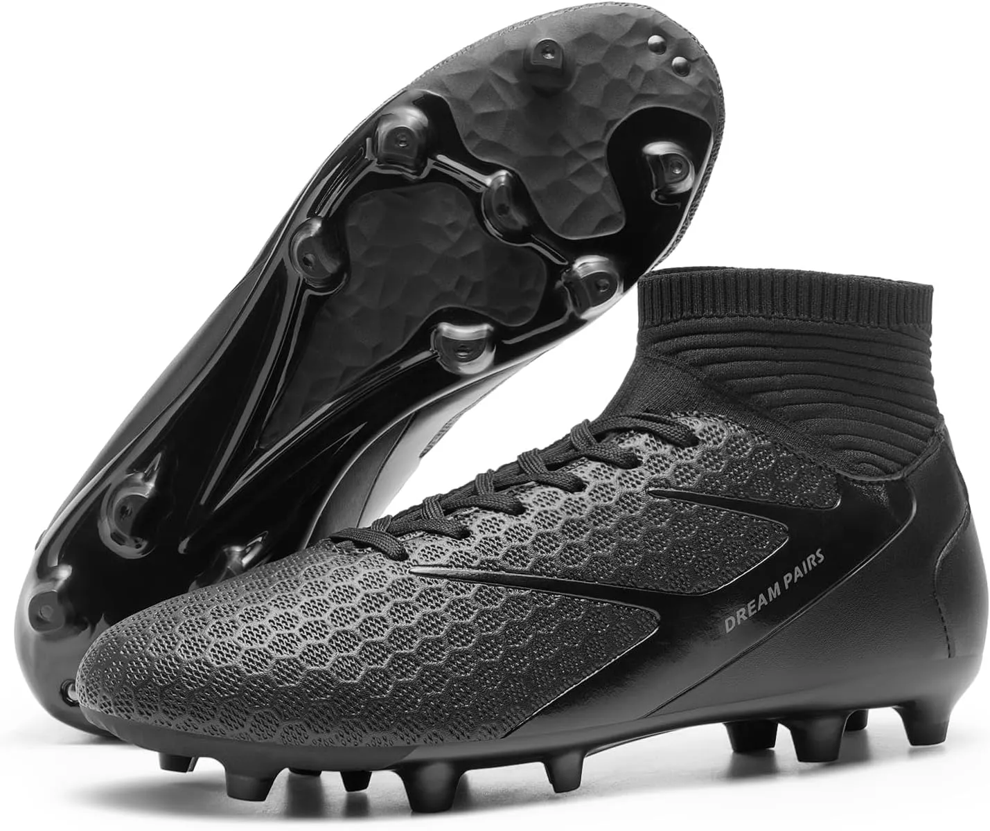 DREAM PAIRS Men's High Tops Lace Up Soccer Cleats, Lightweight Professional Athletic Football Cleats Mens Athletic Shoes for Training Soccer