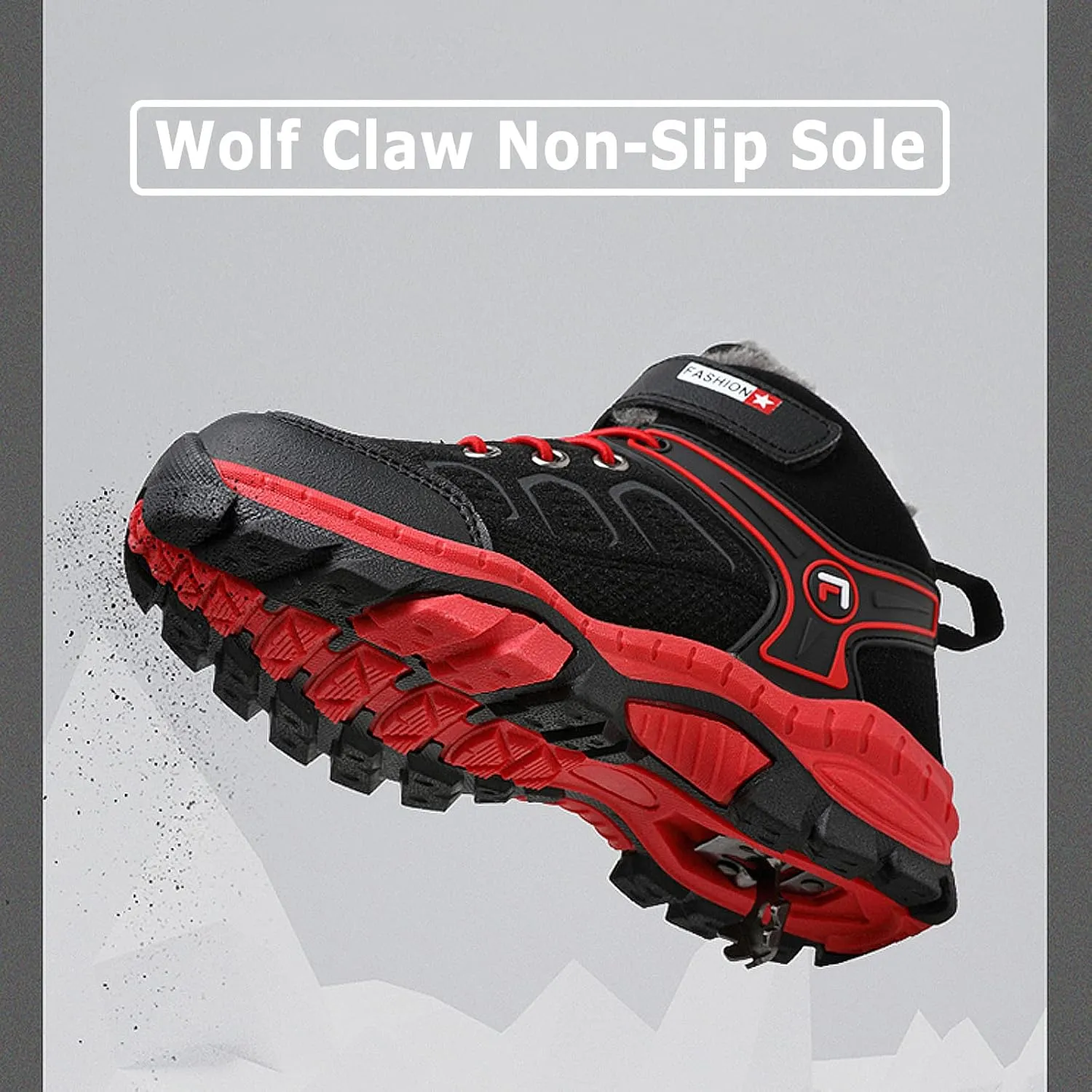FLIOZY Kids Hiking Boots Boys Girls Winter Snow Boots Non Slip Warm Snow Sports Shoes Outdoor Walking Climbing Sneaker
