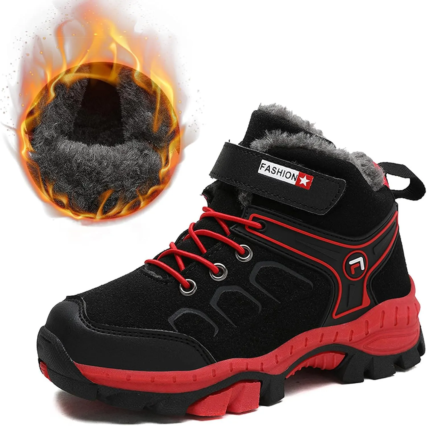 FLIOZY Kids Hiking Boots Boys Girls Winter Snow Boots Non Slip Warm Snow Sports Shoes Outdoor Walking Climbing Sneaker
