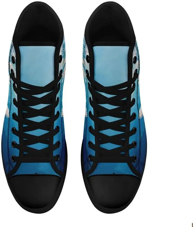 Flower Art High Top Canvas Sneakers Lace Up Classic Casual Walking Shoes Fashion Ladies Girls Flat Running Trainers