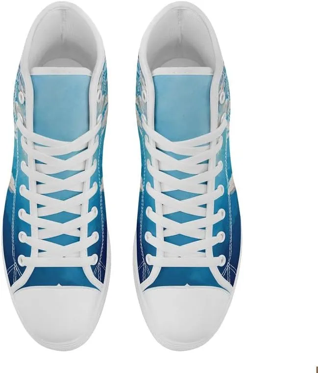 Flower Art High Top Canvas Sneakers Lace Up Classic Casual Walking Shoes Fashion Ladies Girls Flat Running Trainers