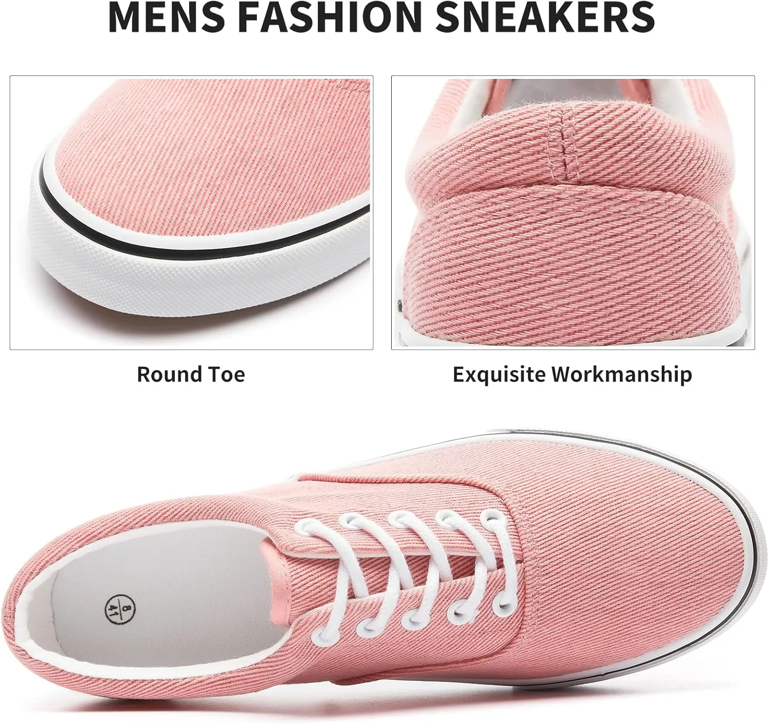 FRACORA Mens White Canvas Shoes Low Top Canvas Sneakers Lace Up Casual Shoes