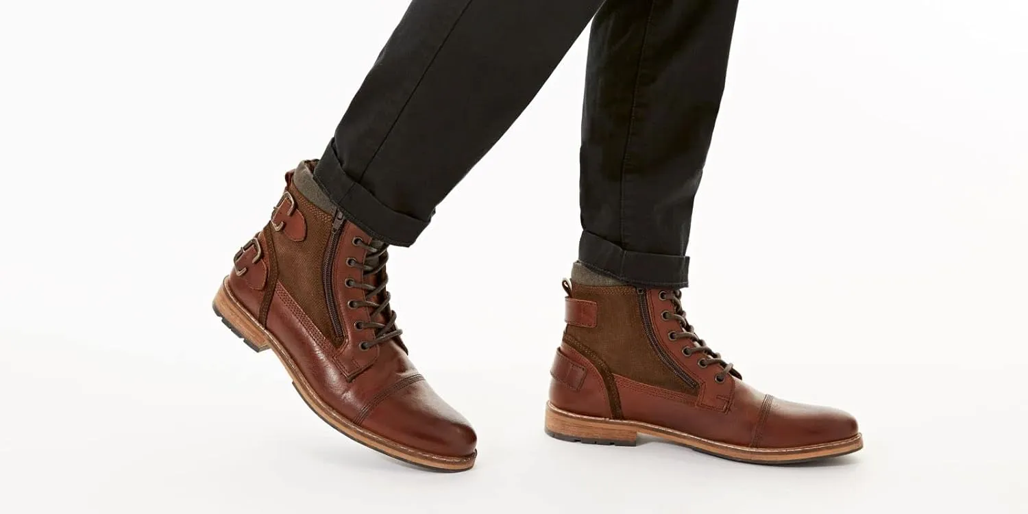 Franco Fortini Dalton - Men's Leather Round Toe Rugged Combat Boot