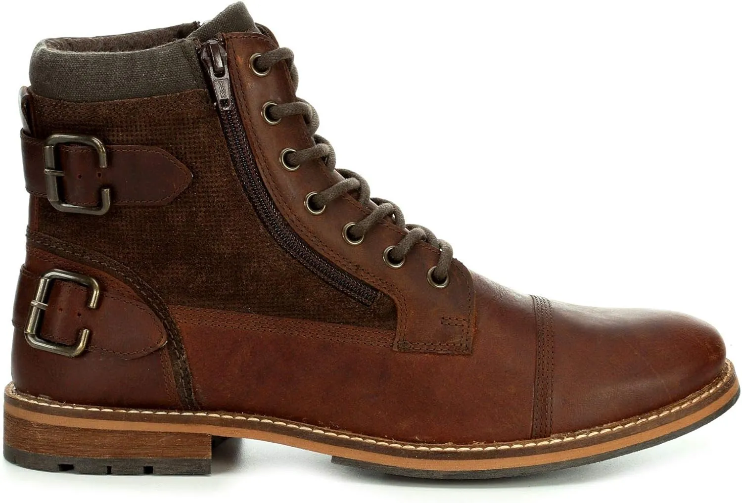 Franco Fortini Dalton - Men's Leather Round Toe Rugged Combat Boot