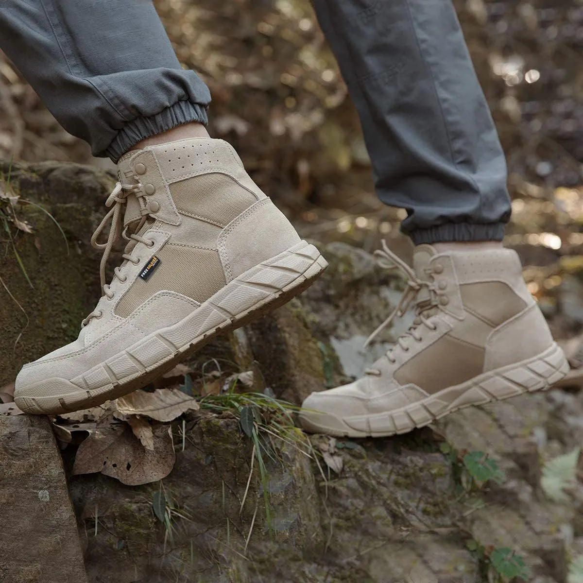 FREE SOLDIER Waterproof Hiking Work Boots Men's Tactical Boots 6 Inches Lightweight Military Boots Breathable Desert Boots
