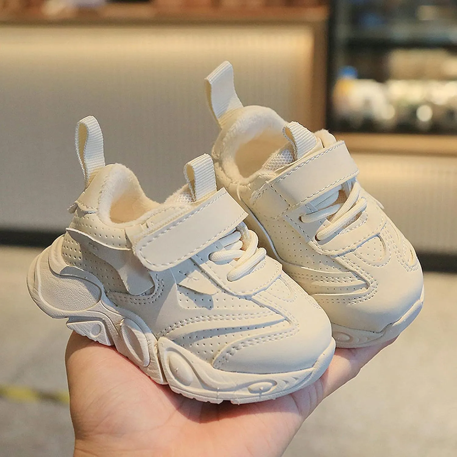 Girls Boys Solid Velvet Sports Shoes Kids Classic School Tennis Sneakers Breathable Casual Running Athletic Shoes