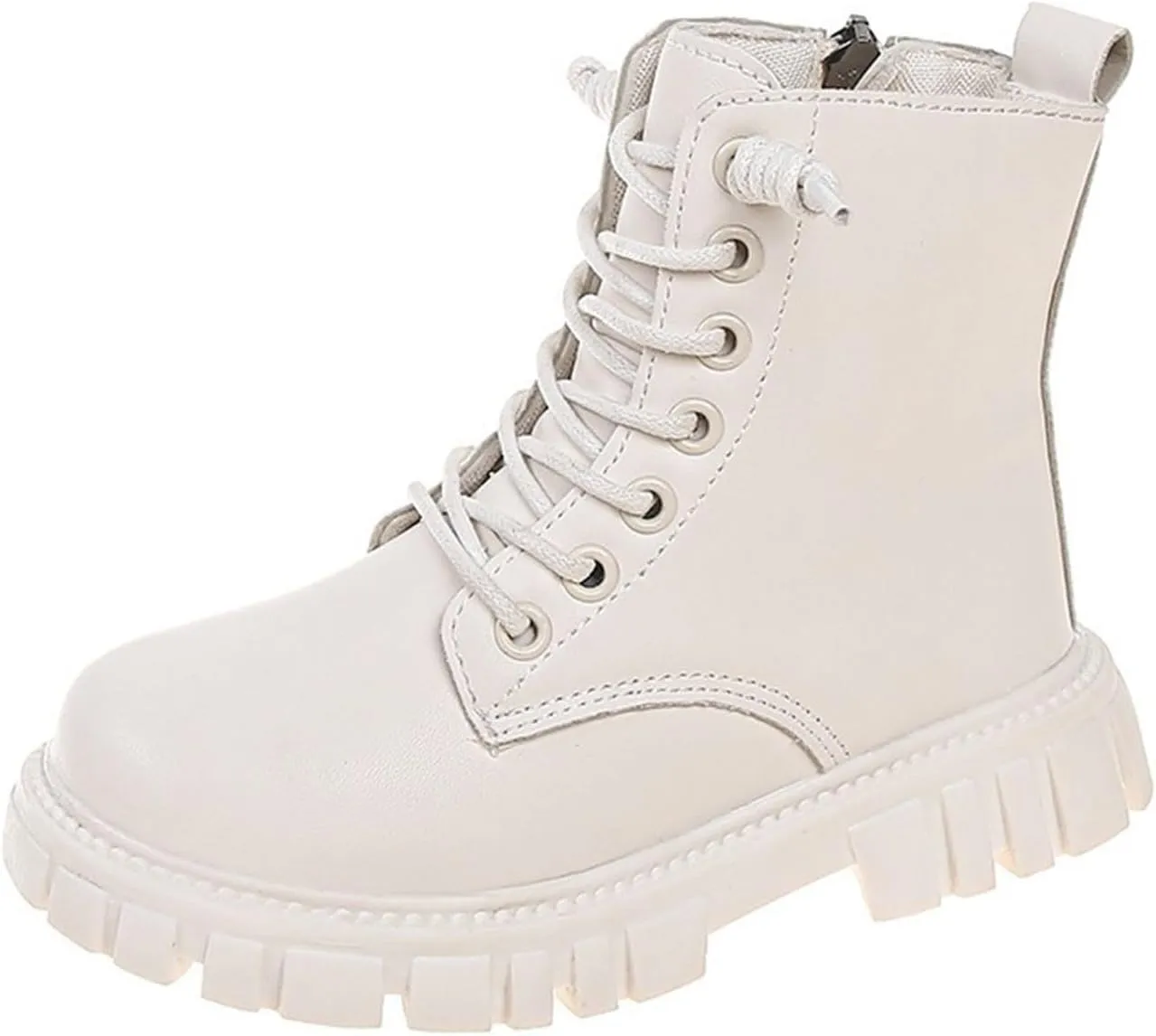 GirlsAnkle Boots Kids Casual Lace Up Hiking Boots Waterproof Leather Combat Boots Soft Sole Outdoor Riding Boots