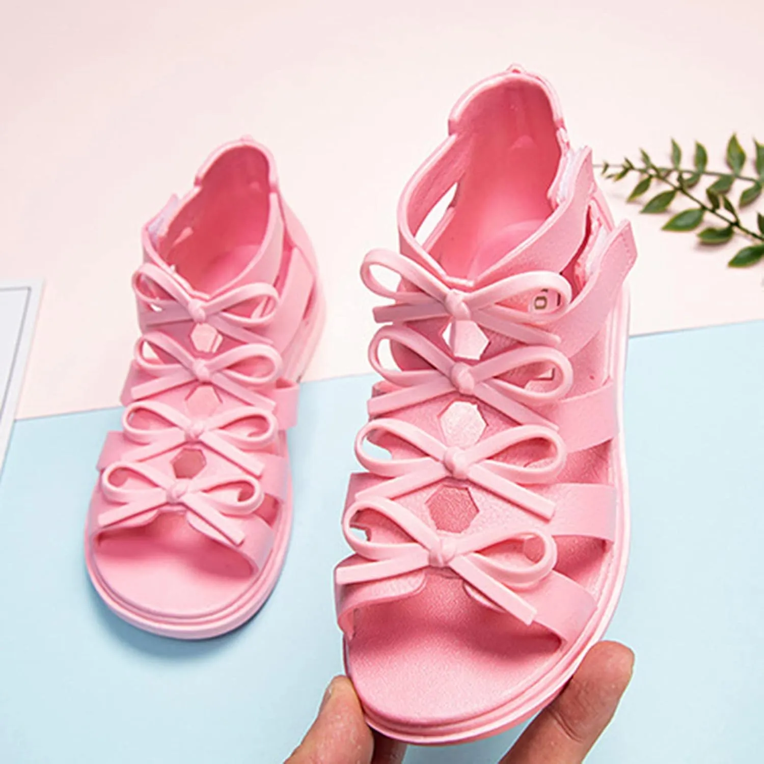 Gymnastic Flip Flops Toddler Kids Little Child Girls Soild Bowknot Princress Shoes Soft Girl Toddler Sandals