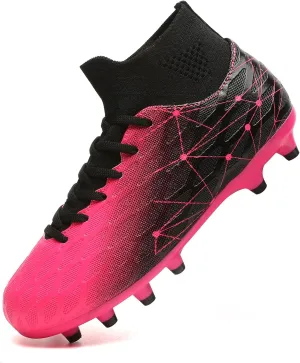 Hanani Boys Girls Soccer Cleats for Kids Football Shoes High Top Training Youth Football Cleats Outdoor/Indoor Athletic Turf Shoes