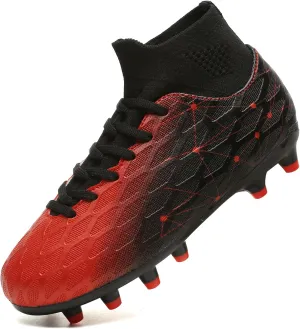 Hanani Boys Girls Soccer Cleats for Kids Football Shoes High Top Training Youth Football Cleats Outdoor/Indoor Athletic Turf Shoes
