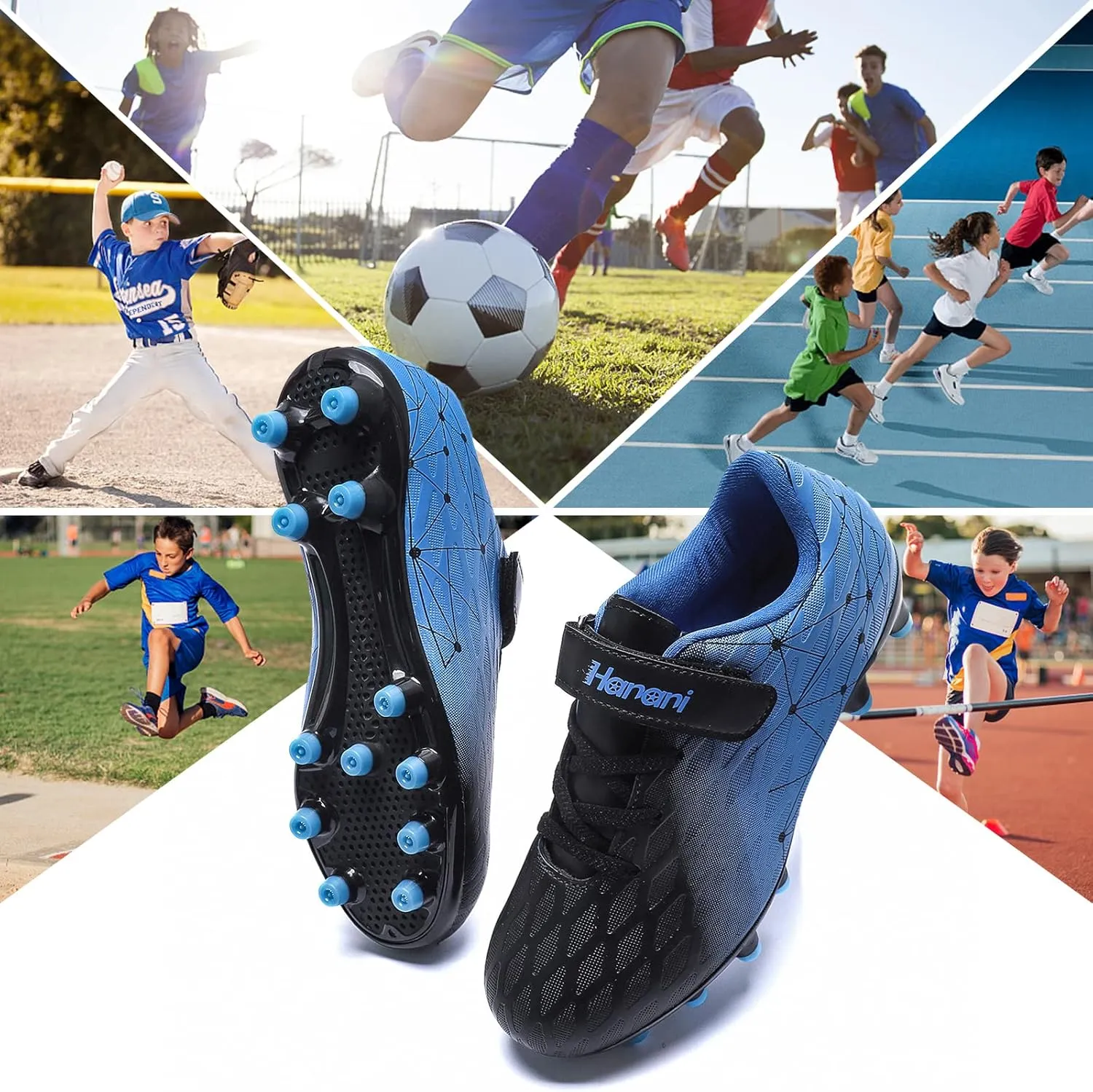 Hanani Boys Soccer Cleats Kids Girls FG/AG Soccer Athletics Sport Shoes Training Shoes Running Shoes Teenager Indoor Outdoor Football Shoes Sneakers for Unisex