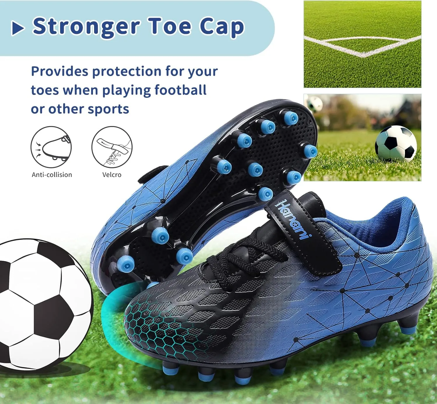 Hanani Boys Soccer Cleats Kids Girls FG/AG Soccer Athletics Sport Shoes Training Shoes Running Shoes Teenager Indoor Outdoor Football Shoes Sneakers for Unisex