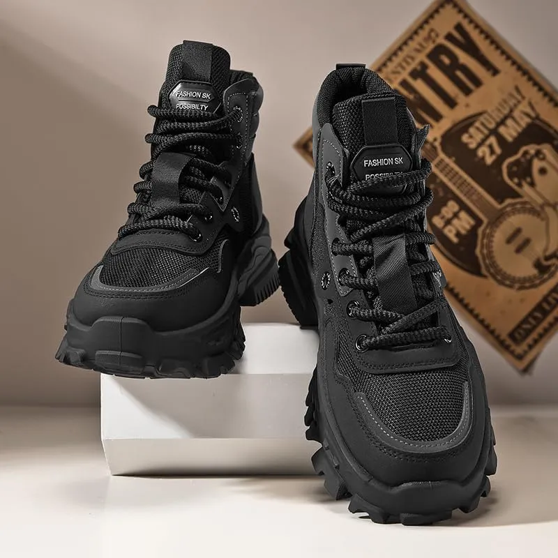 High Top Hiking Boots, Lace Up Durable Sneakers for Outdoor Hiking - Men's Fashion Shoes