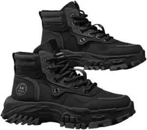 High Top Hiking Boots, Lace Up Durable Sneakers for Outdoor Hiking - Men's Fashion Shoes