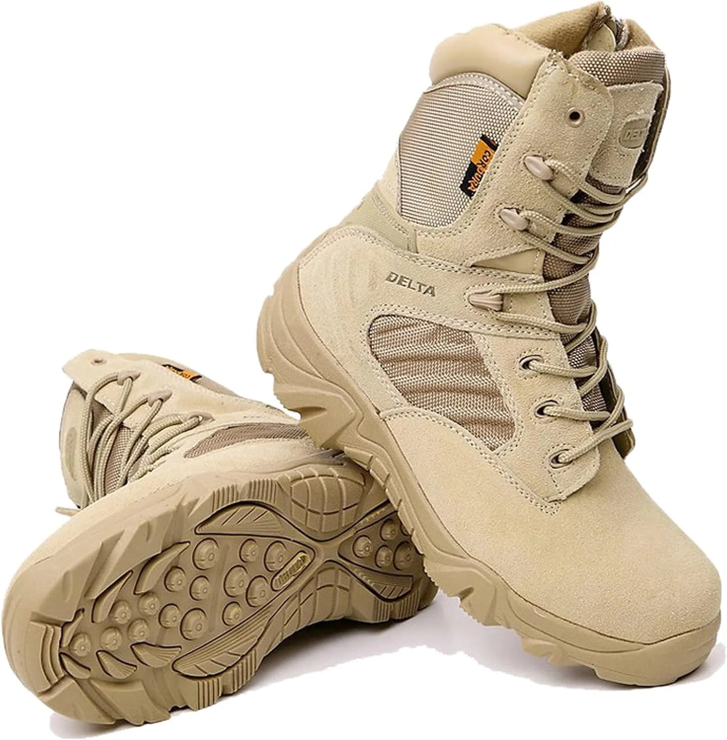hongrenamz Men's Hiking Boots Lightweight Waterproof High Top Casual Camping Outdoor Walking Lace Up Anti-Slip Trail Running Boots Trekking Shoes Sand-EU42/US8.5