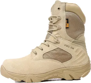 hongrenamz Men's Hiking Boots Lightweight Waterproof High Top Casual Camping Outdoor Walking Lace Up Anti-Slip Trail Running Boots Trekking Shoes Sand-EU42/US8.5
