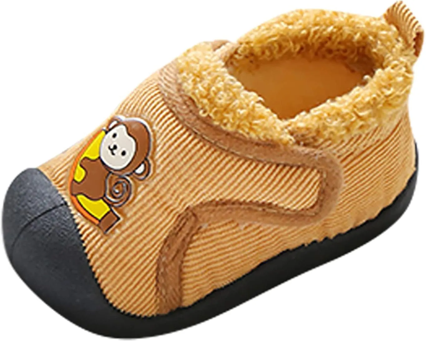 Infant Toddler Plush Walking Shoes Flat Bottom Soft Sole Slip On Cozy Casual Shoes House Slippers for Kid Light Shoes