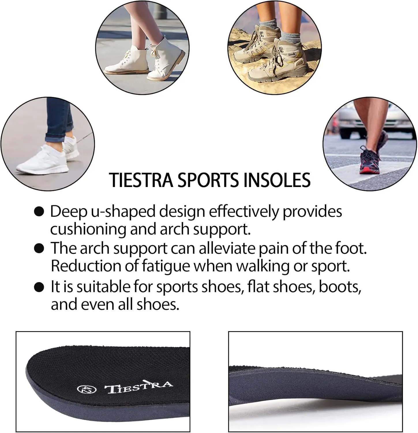 Insoles for Mens Memory Foam Shoe Inserts,Replacement Insoles for Work Boot Running Shoes-Shock Absorption and Cushion for Feet Relief,Comfort Inner Soles for Everyday Use Black 43EU/US10