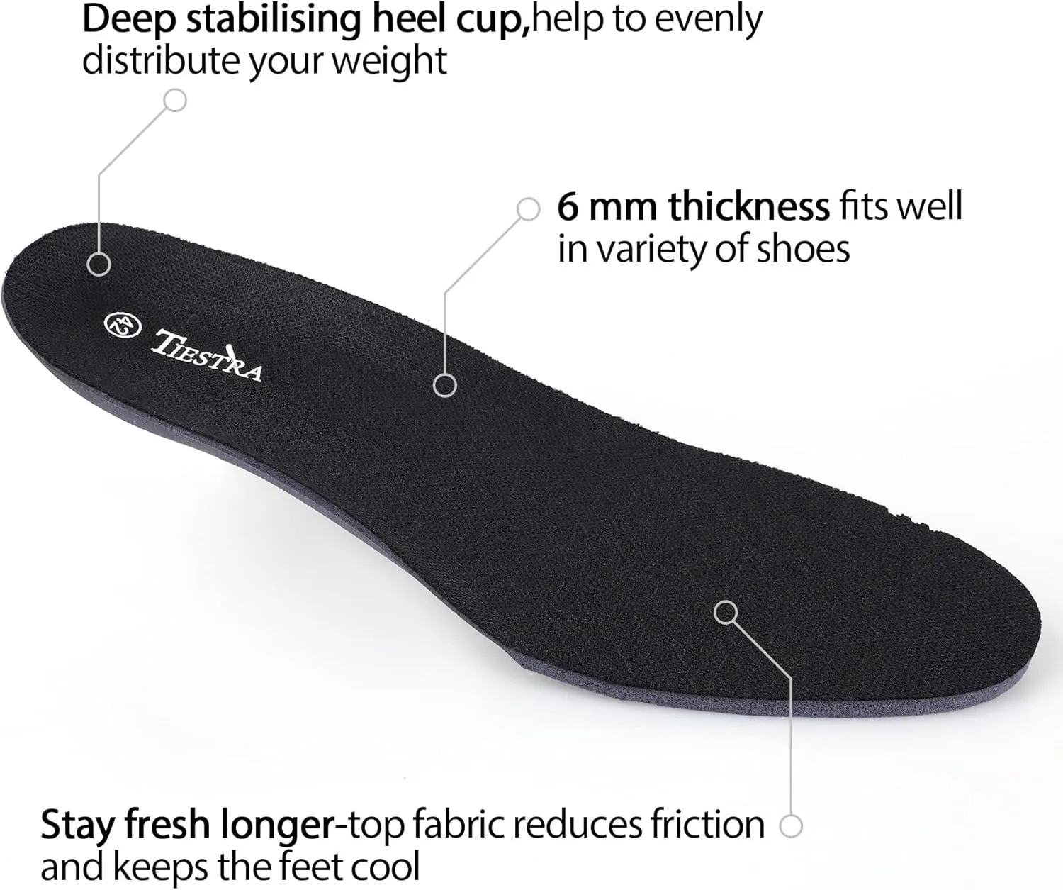 Insoles for Mens Memory Foam Shoe Inserts,Replacement Insoles for Work Boot Running Shoes-Shock Absorption and Cushion for Feet Relief,Comfort Inner Soles for Everyday Use Black 43EU/US10