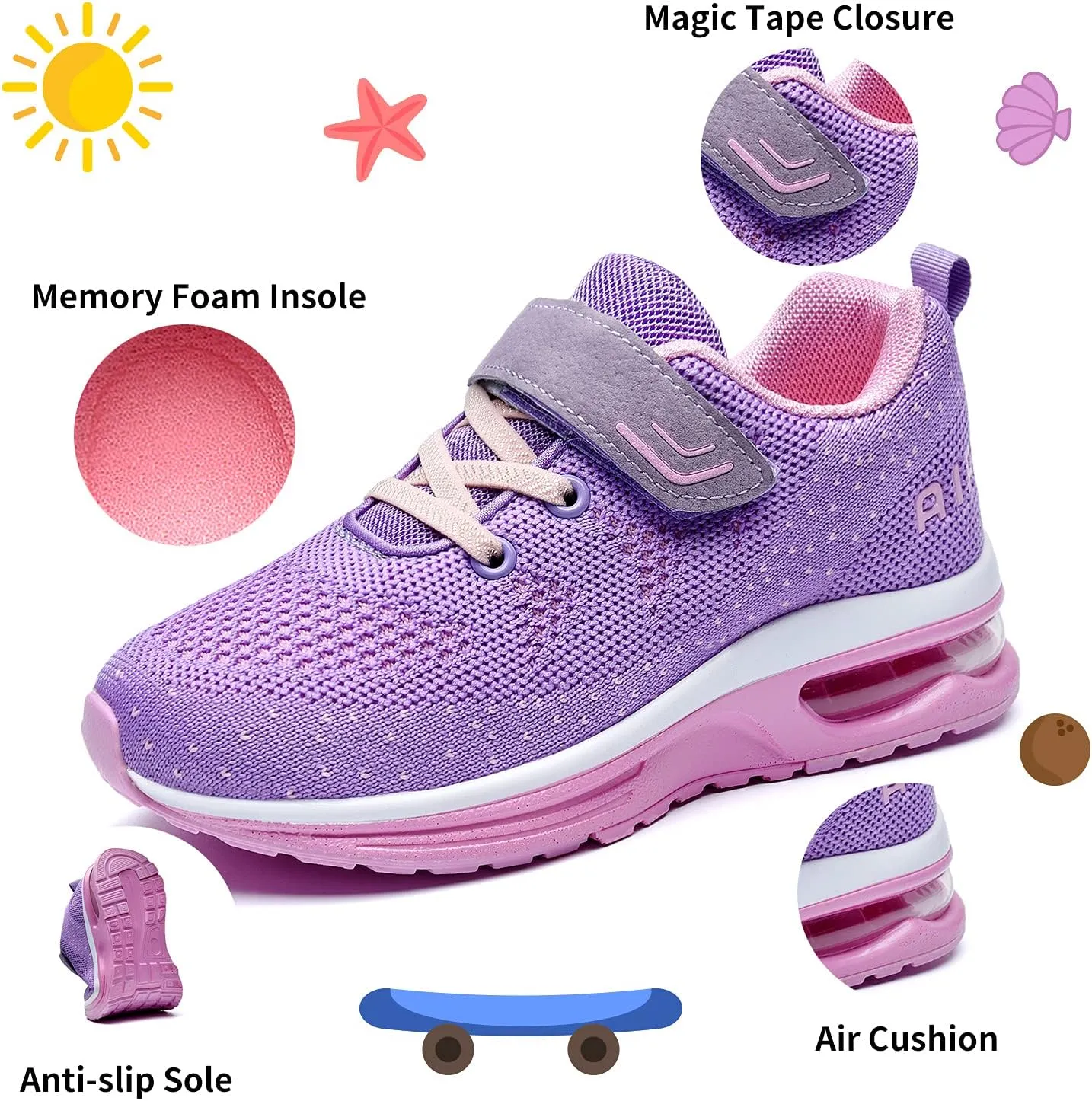 JARLIF Kids Athletic Tennis Running Shoes Breathable Sport Air Gym Jogging Sneakers for Boys & Girls
