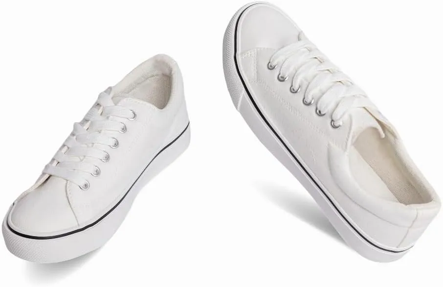 JUDIS Women's Lace Up Low Top Canvas Shoes Fashion Casual Sneakers