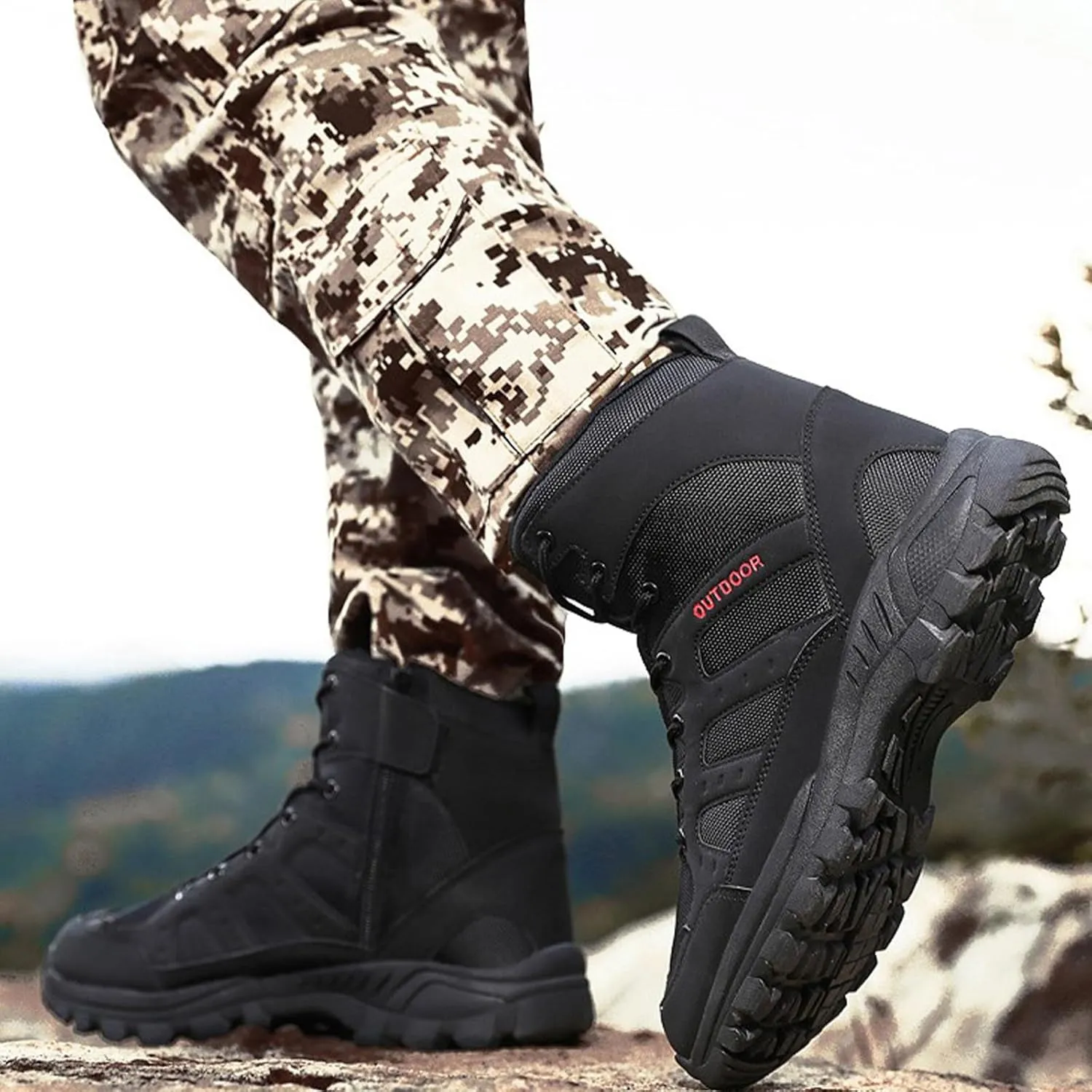 Kervaky Men's tactical boots, men's military boots, combat boots, breathable field boots, hiking boots, combat military boots