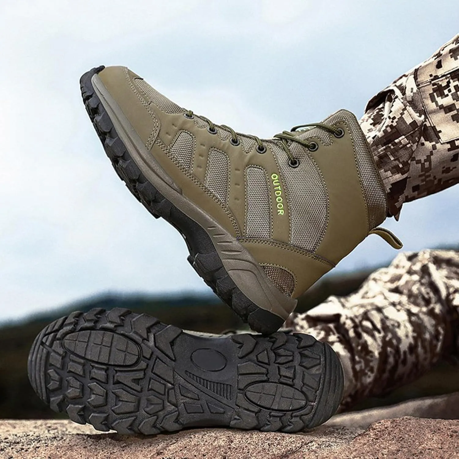 Kervaky Men's tactical boots, men's military boots, combat boots, breathable field boots, hiking boots, combat military boots