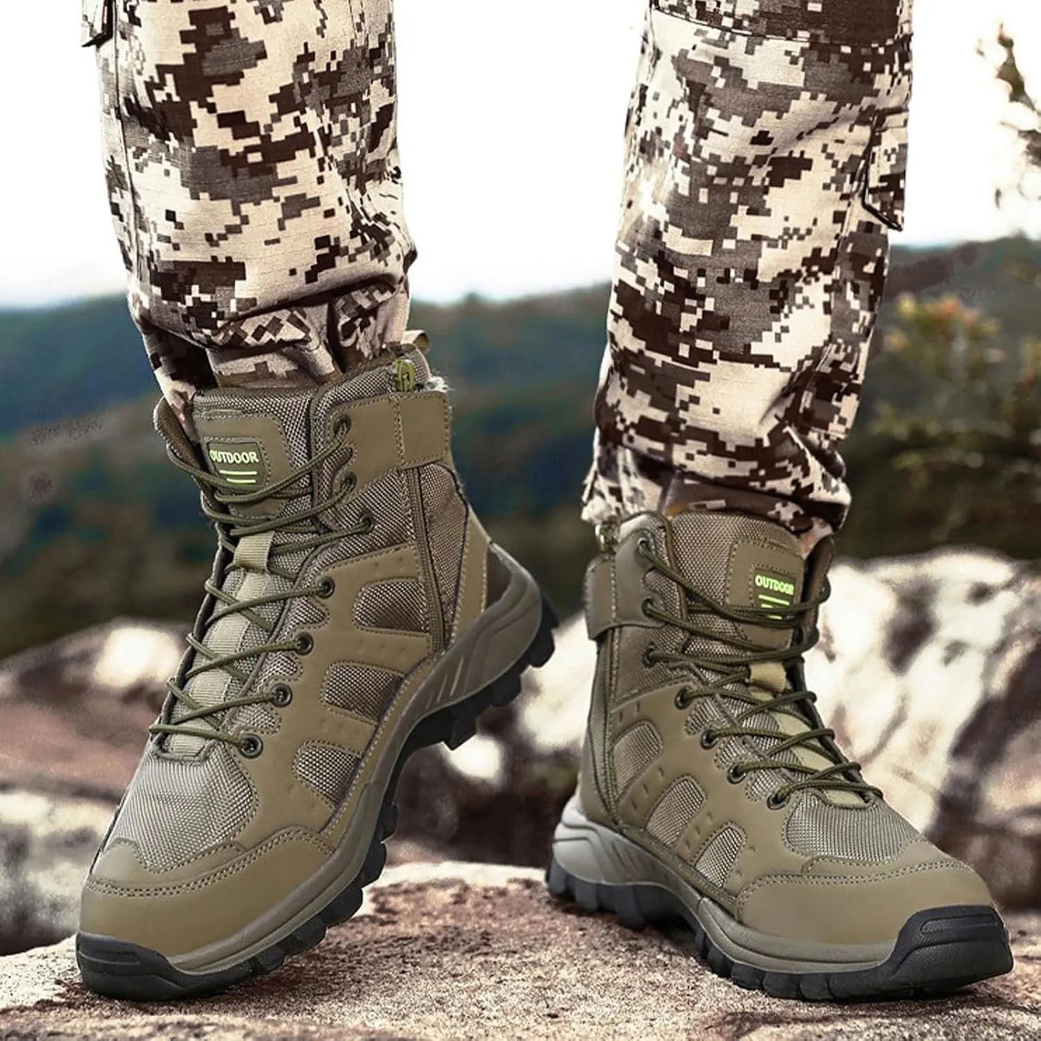 Kervaky Men's tactical boots, men's military boots, combat boots, breathable field boots, hiking boots, combat military boots