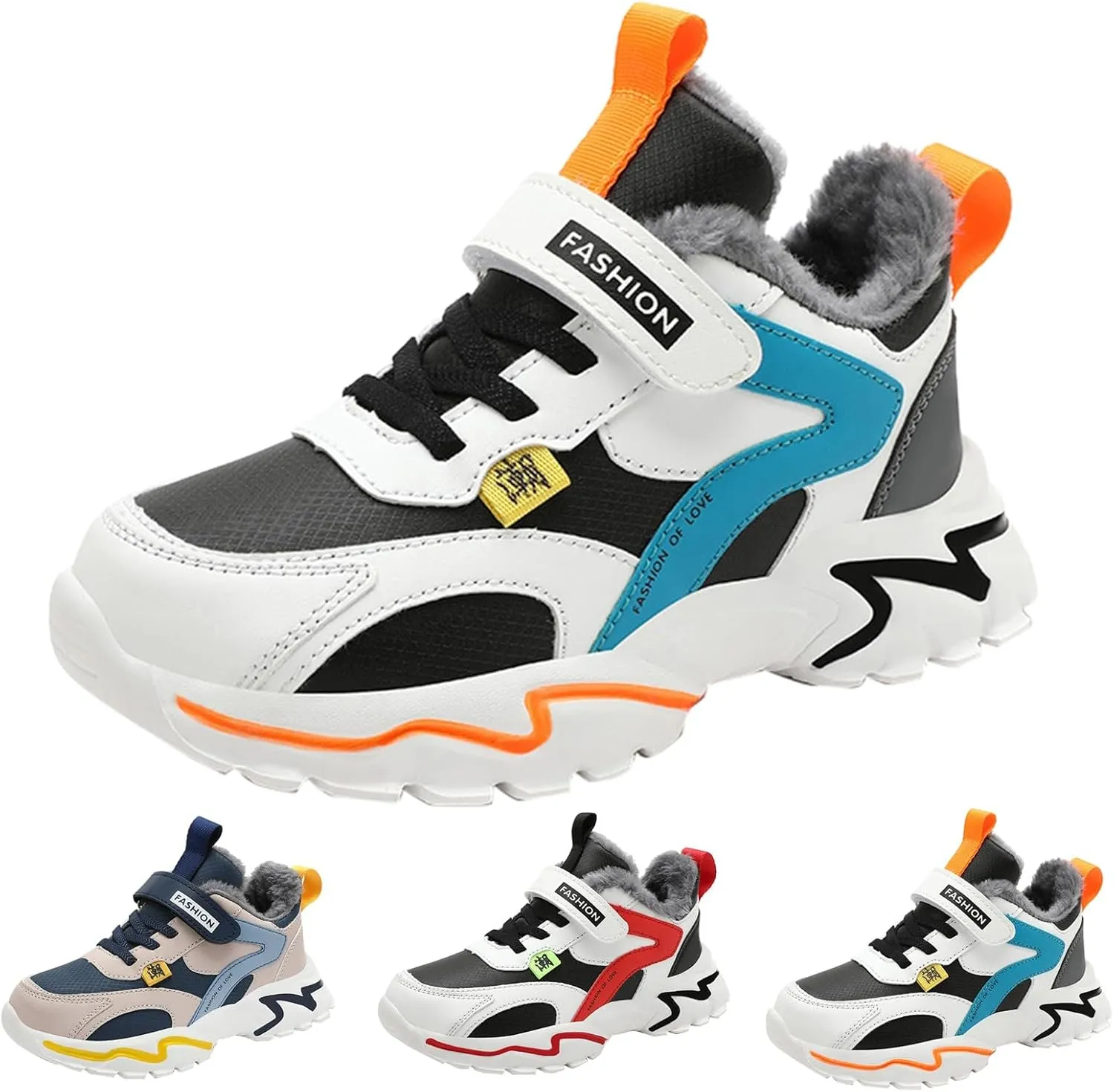 Kids Boys Sneakers Lightweight Athletic Walking/Running Tennis Shoes Adjustable Comfortable Basketball Sport Shoes