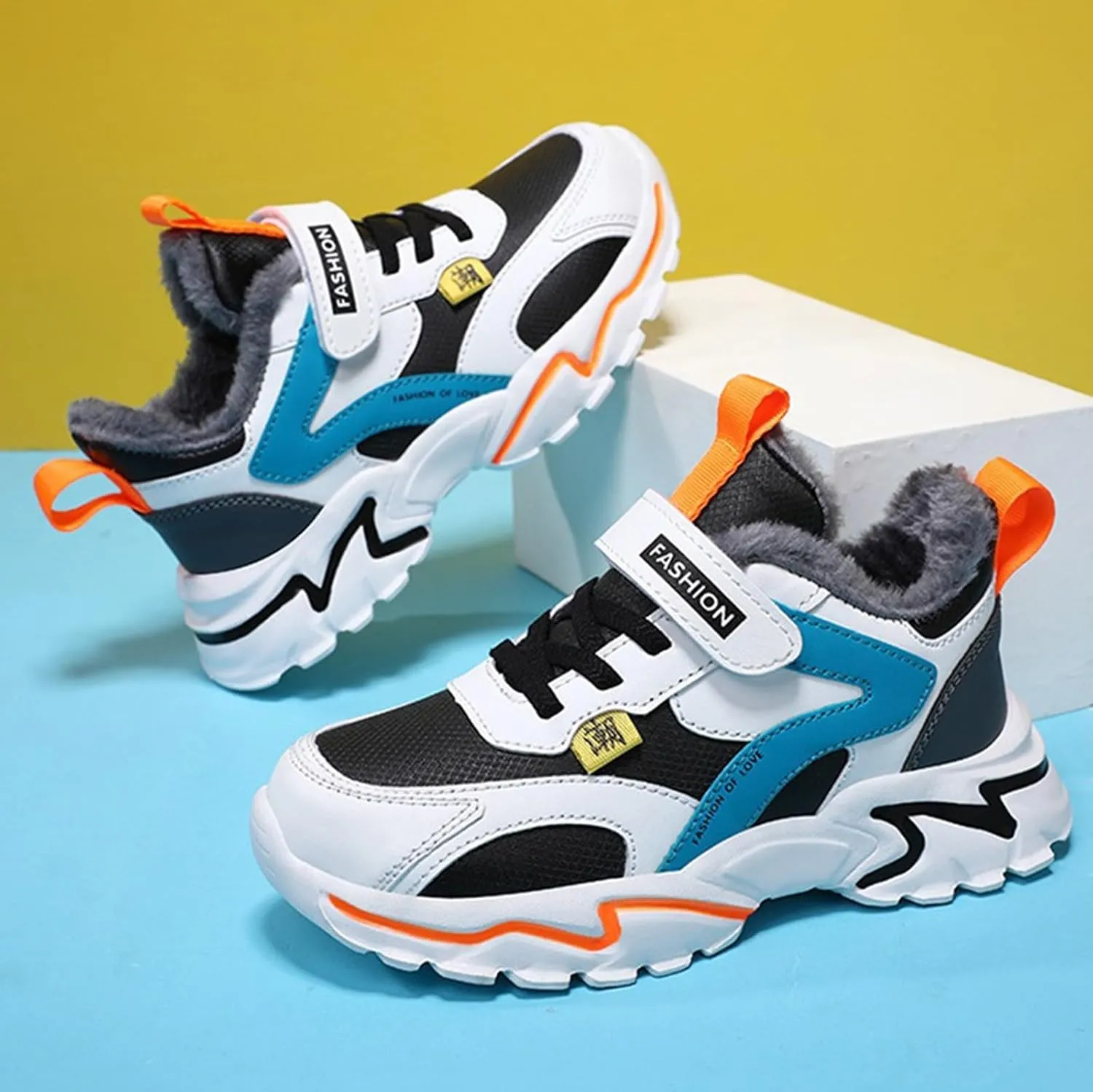 Kids Boys Sneakers Lightweight Athletic Walking/Running Tennis Shoes Adjustable Comfortable Basketball Sport Shoes