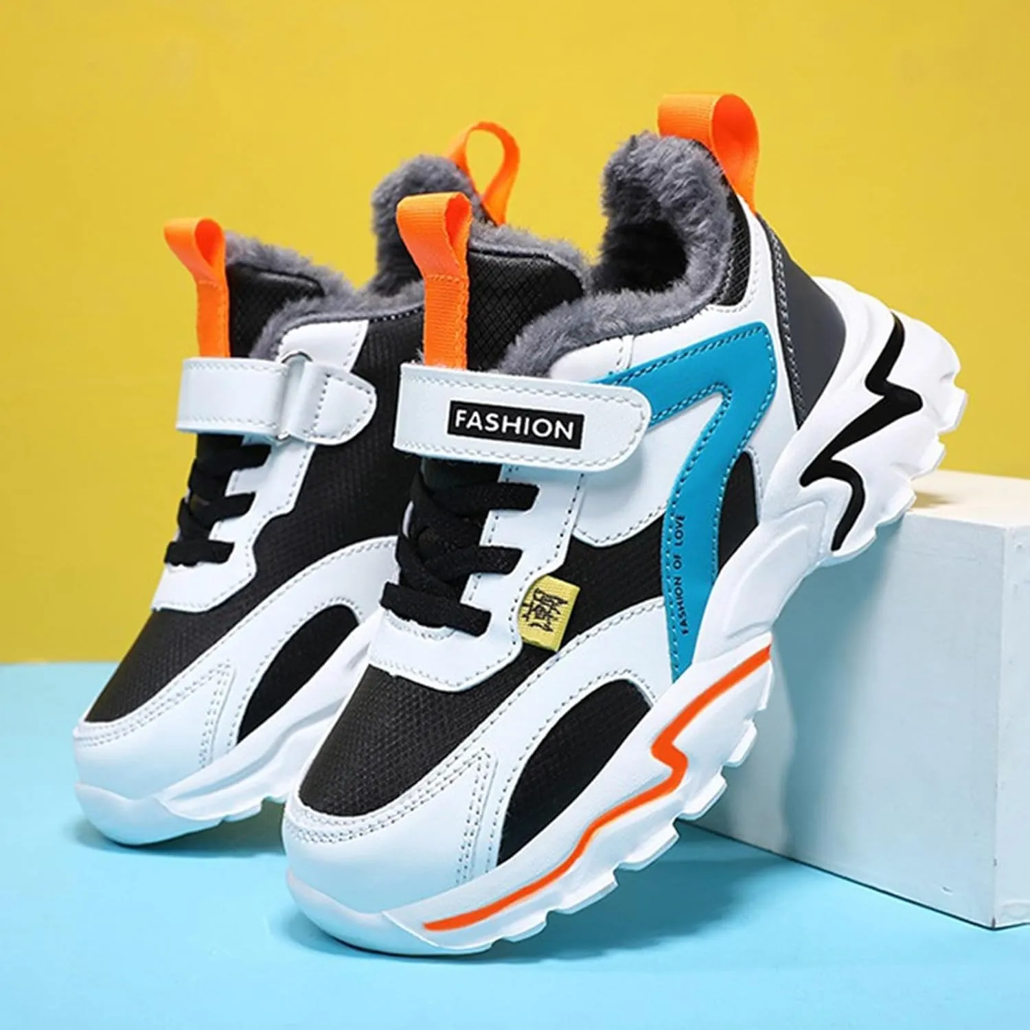 Kids Boys Sneakers Lightweight Athletic Walking/Running Tennis Shoes Adjustable Comfortable Basketball Sport Shoes