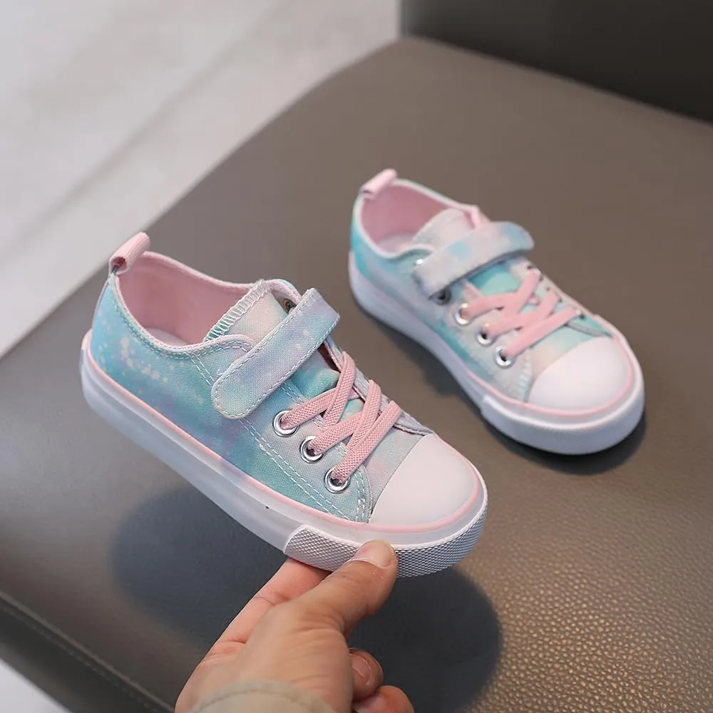 Kids Canvas Shoes Boys Girls Slip On Glitter Color Casual Walks Sneakers
