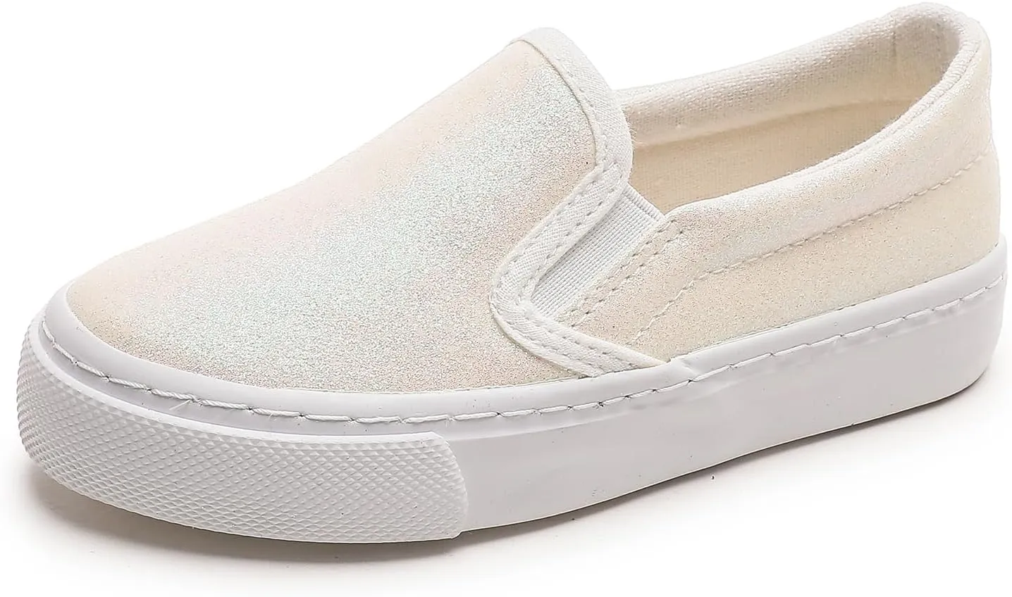 Kids Canvas Shoes Boys Girls Slip On Glitter Color Casual Walks Sneakers