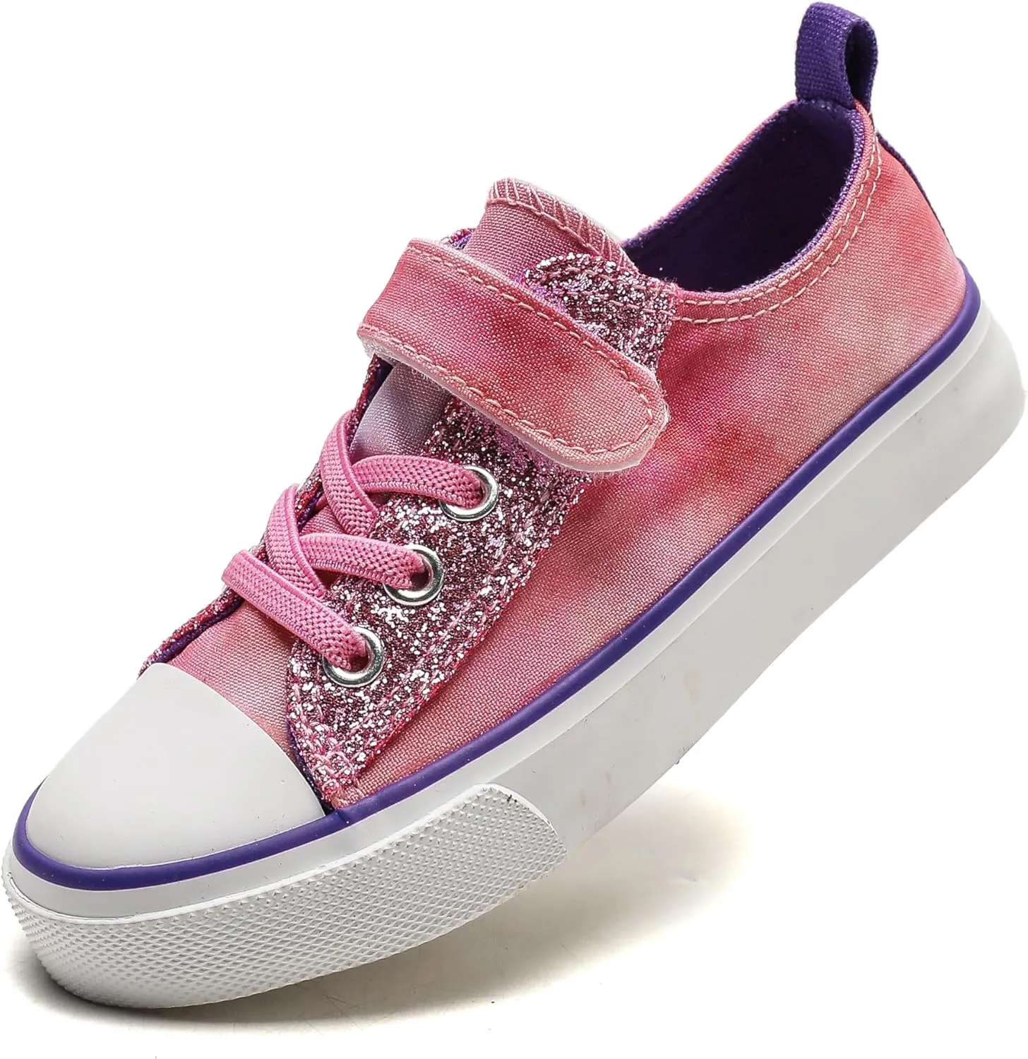 Kids Canvas Shoes Boys Girls Slip On Glitter Color Casual Walks Sneakers