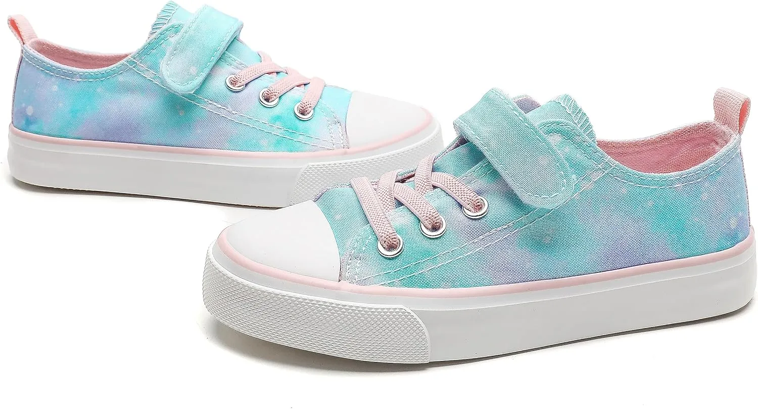 Kids Canvas Shoes Boys Girls Slip On Glitter Color Casual Walks Sneakers