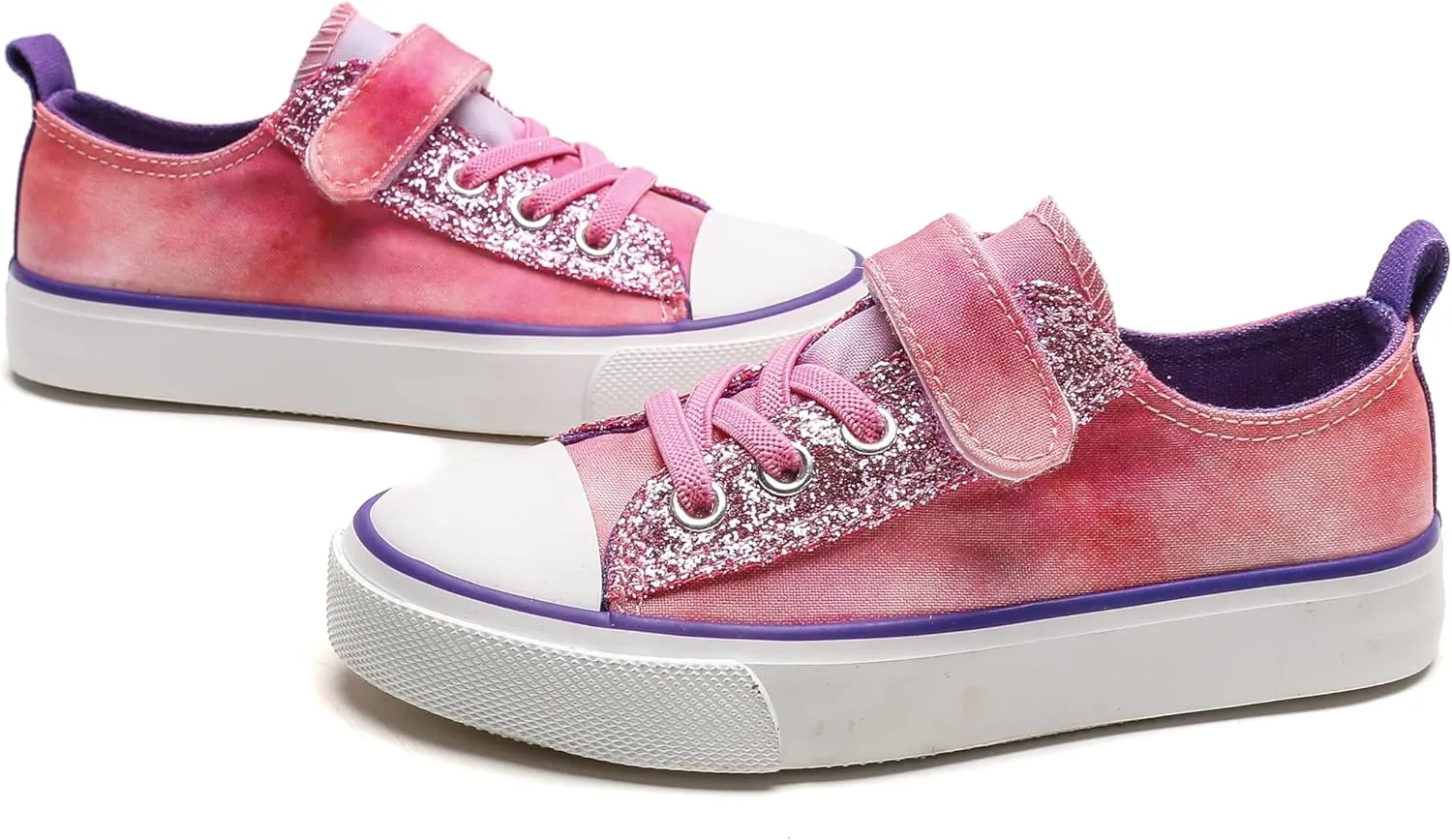 Kids Canvas Shoes Boys Girls Slip On Glitter Color Casual Walks Sneakers