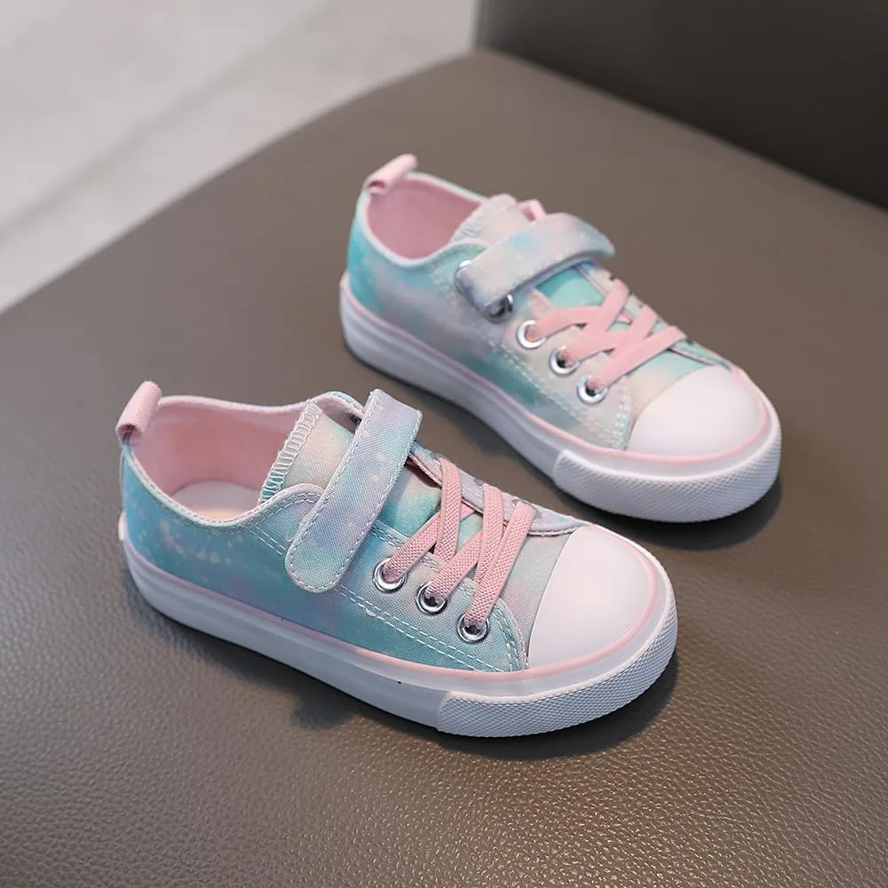 Kids Canvas Shoes Boys Girls Slip On Glitter Color Casual Walks Sneakers