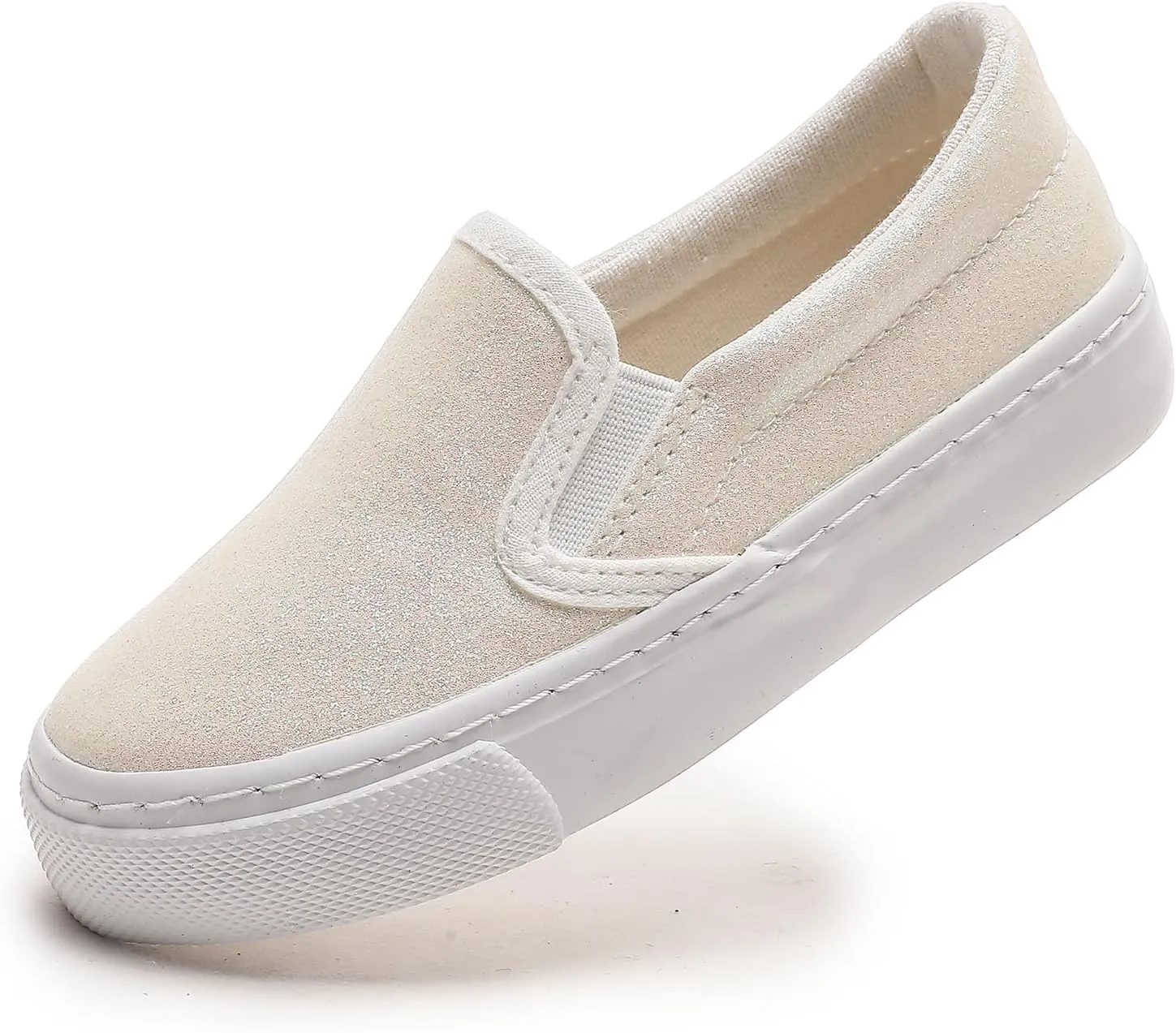 Kids Canvas Shoes Boys Girls Slip On Glitter Color Casual Walks Sneakers