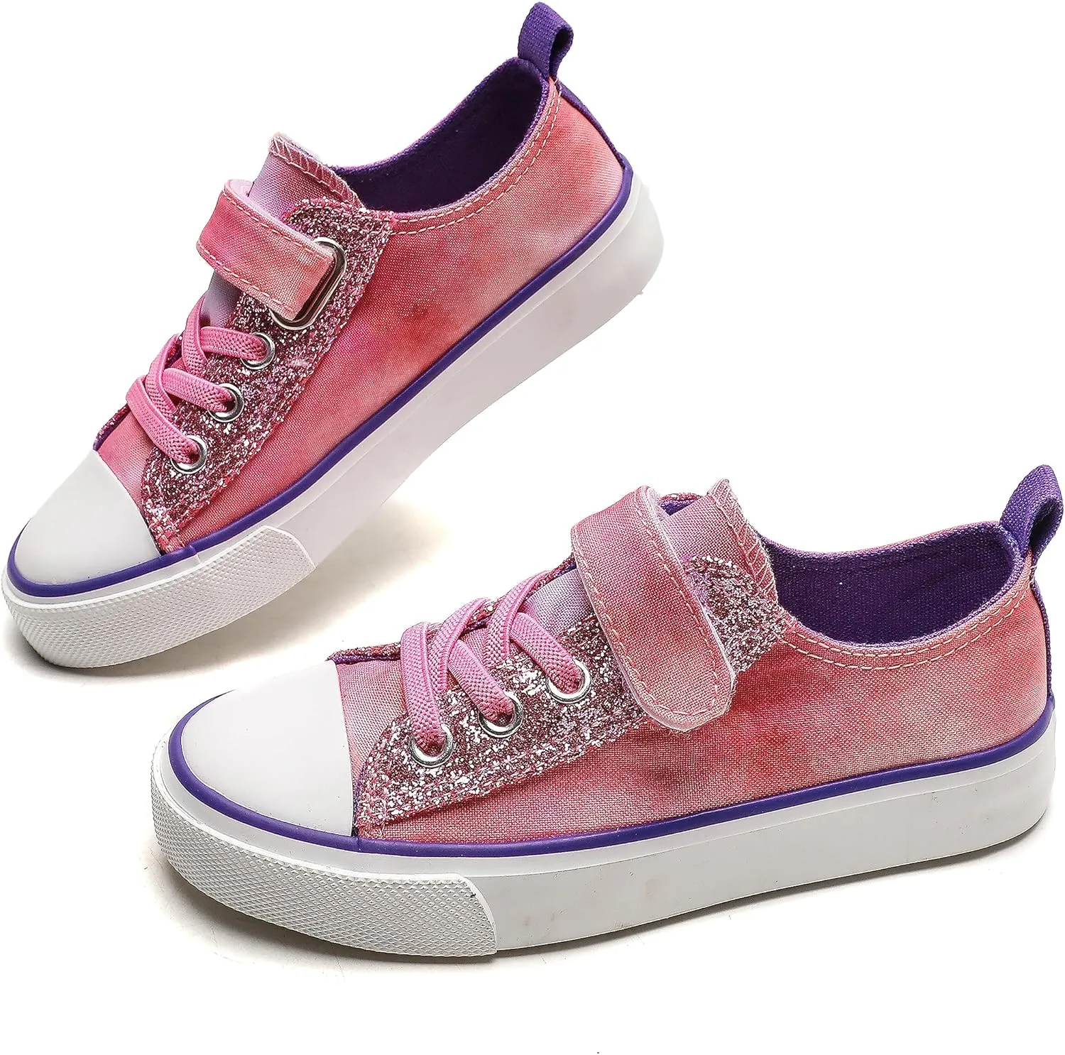 Kids Canvas Shoes Boys Girls Slip On Glitter Color Casual Walks Sneakers