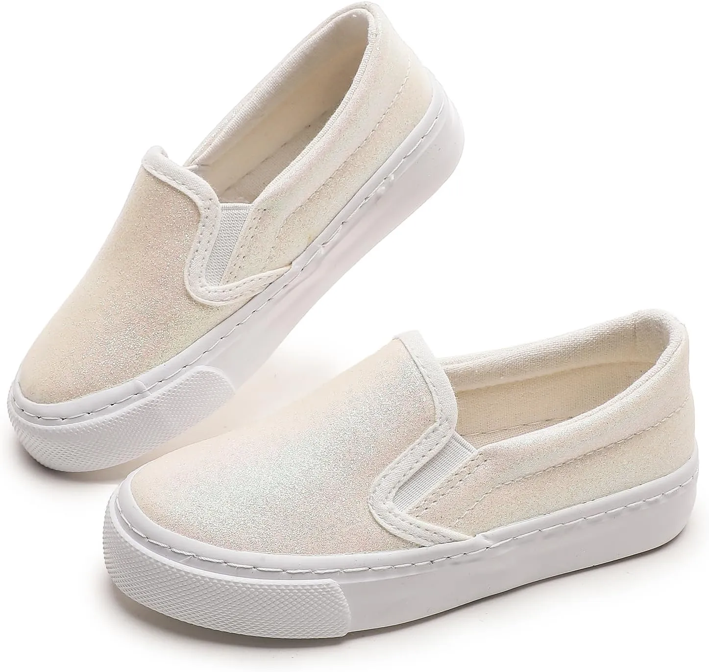 Kids Canvas Shoes Boys Girls Slip On Glitter Color Casual Walks Sneakers
