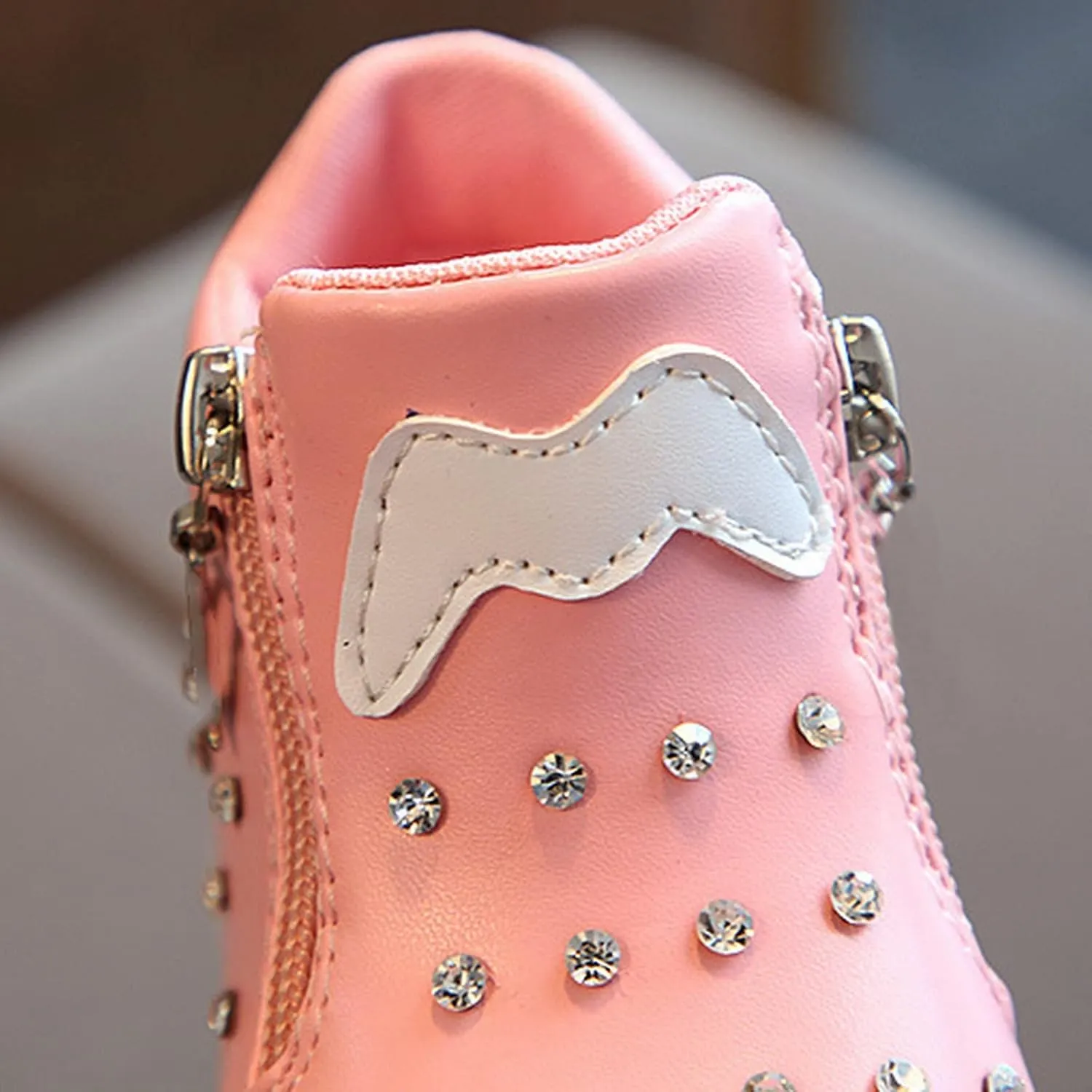 Kids Girls High Top Light Up Ankle Boots Toddler iamond mbellished Anti-Slip Sole Cute Zipper Shoes for Child