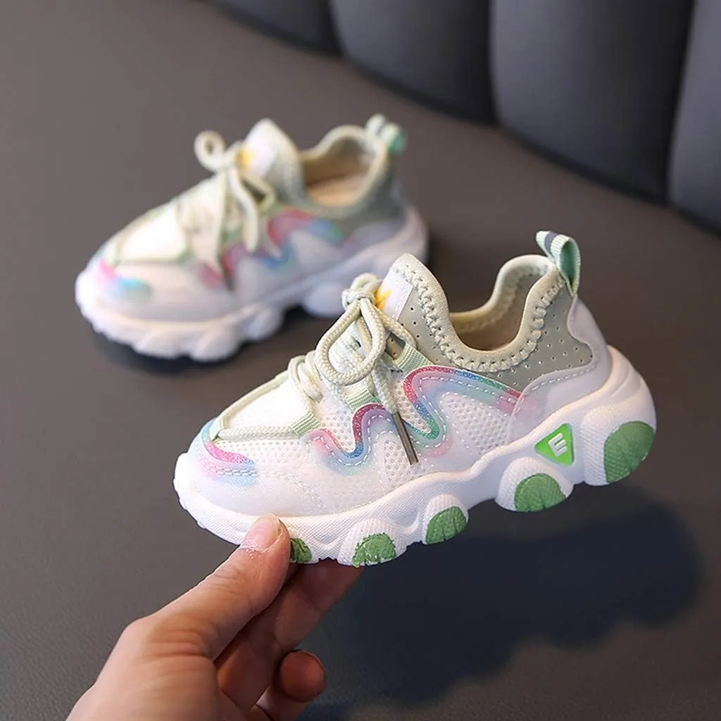 Kids Girls Shoes Size 6 Breathable Girls Infant Shoes Lace Up Baby Toddler Mesh Kids Soft Sneaker High Top