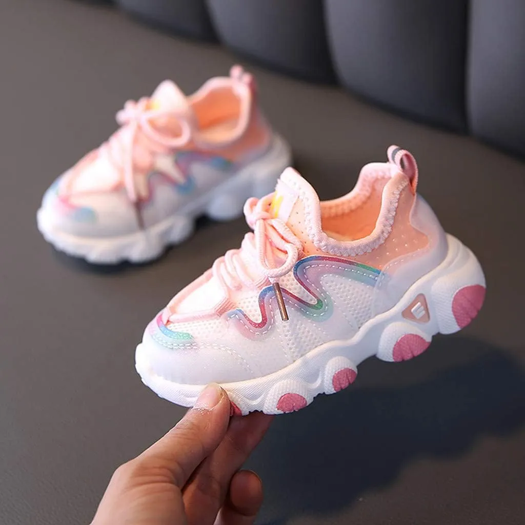 Kids Girls Shoes Size 6 Breathable Girls Infant Shoes Lace Up Baby Toddler Mesh Kids Soft Sneaker High Top